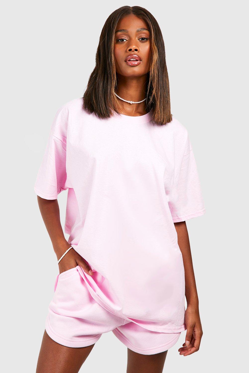 White and pink hot sale oversized t shirt